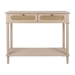 Consolle 2 Cassetti Nolita SEMA Design – Greige e Rattan Naturale (90x30x75 cm)